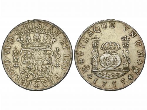 FERNANDO VI. 8 Reales. 1755. MÉXICO. M.M. 27,16 grs. Columna