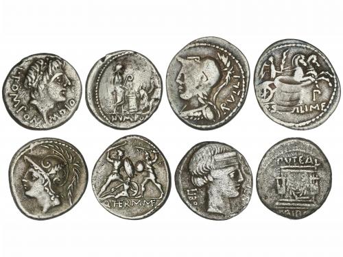 REPÚBLICA ROMANA. Lote 4 monedas Denario. MINUCIA, SERVILIA,