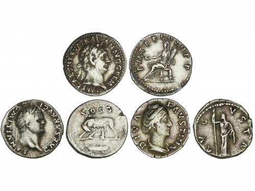 IMPERIO ROMANO. Lote 3 monedas Denario. DOMICIANO, FAUSTINA 