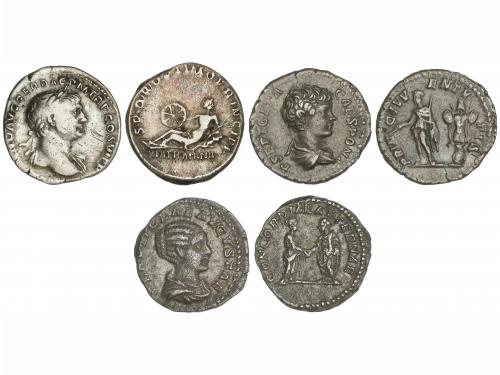 IMPERIO ROMANO. Lote 3 monedas Denario. GETA, PLAUTILLA, TRA