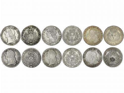 FRANCIA. Lote 6 monedas Ecu. 1727 a 1765. LOUIS XV. AMIENS, 