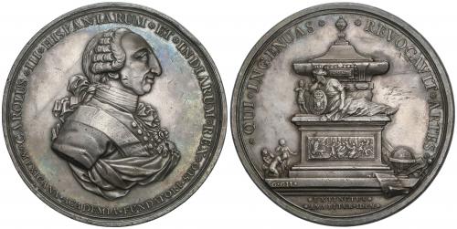 CARLOS III. Medalla. 1788. MUERTE DE CARLOS III. ACADEMIA DE