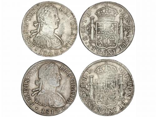 FERNANDO VII. Lote 2 monedas 8 Reales. 1809 y 1810. MÉXICO. 