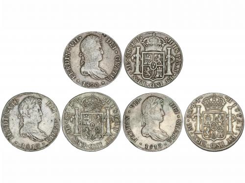 FERNANDO VII. Lote 3 monedas 8 Reales. 1813, 1816, 1820. LIM
