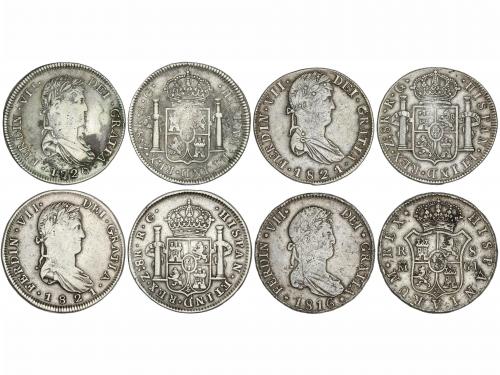 FERNANDO VII. Lote 4 monedas 8 Reales. 1816, 1820, 1821 (2).