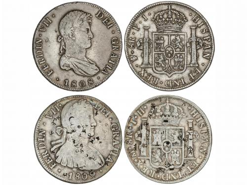 FERNANDO VII. Lote 2 monedas 8 Reales. 1808, 1809. MÉXICO-T.
