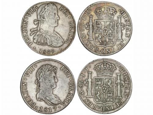 FERNANDO VII. Lote 2 monedas 8 Reales. 1809, 1817. MÉXICO. T