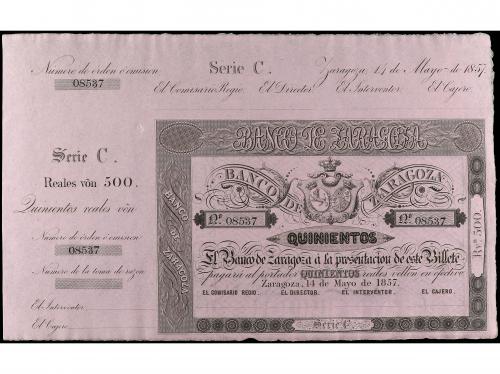 ANTIGUOS. Lote 2 billetes 500 Reales de Vellón. 14 Mayo 1857