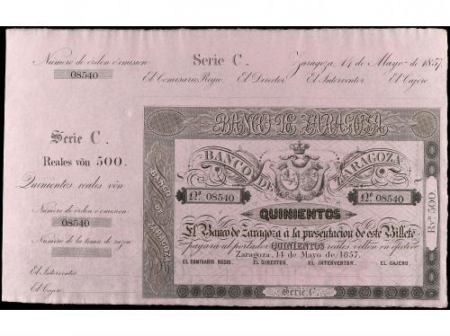 ANTIGUOS. Lote 2 billetes 500 Reales de Vellón. 14 Mayo 1857
