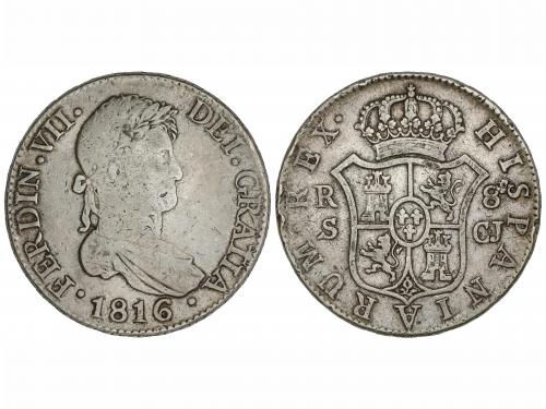 FERNANDO VII. 8 Reales. 1816. SEVILLA. C.J. 26,58 grs. (Golp