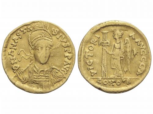 IMPERIO ROMANO. Sólido. Acuñada el 491-518 d.C. ANASTASIO I.