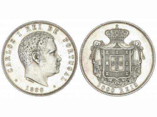 PORTUGAL. 1.000 Reis. 1899. CARLOS I. 24,87 grs. AR. (Leves 
