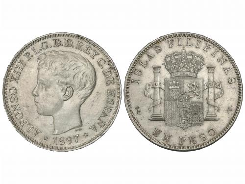 ALFONSO XIII. 1 Peso. 1897. MANILA. S.G.-V. (Ligeras rayitas