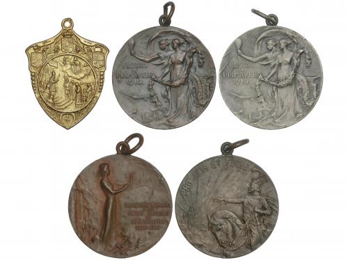 MEDALLAS ESPAÑOLAS. Lote 5 medallas modernistas. 1907 a 1922