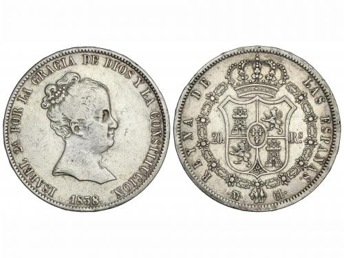 ISABEL II. 20 Reales. 1838. MADRID. C.L. 26,82 grs. (Rayitas