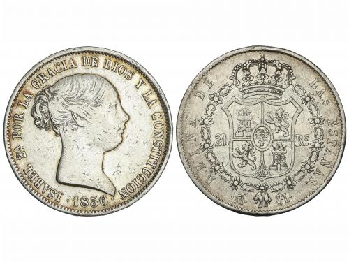 ISABEL II. 20 Reales. 1850. MADRID. C.L. 25,83 grs. (Limpiad