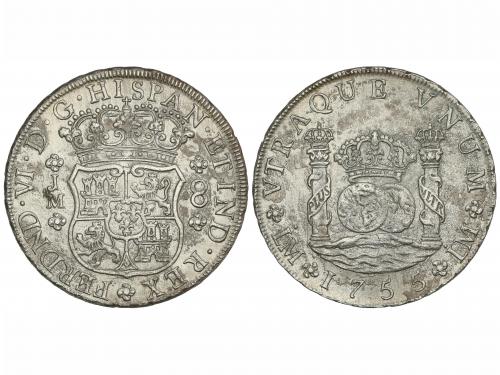 FERNANDO VI. 8 Reales. 1755. LIMA. J.M. 26,37 grs. Columnari