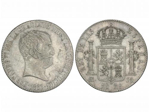 FERNANDO VII. 20 Reales. 1822. MADRID. S.R. 27.00 grs. Tipo 