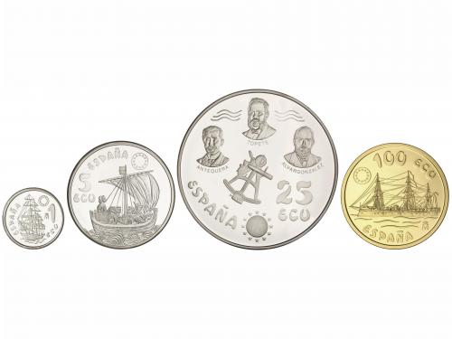 EMISIONES EN ECU. Serie 4 monedas 1, 5, 25 y 100 Ecu. 1996. 