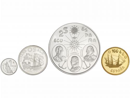 EMISIONES EN ECU. Serie 4 monedas 1, 5, 25 y 100 Ecu. 1995. 