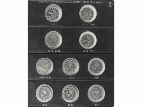 LOTES CENTENARIO. Lote 14 monedas 2 Pesetas. 1869 a 1905. GO