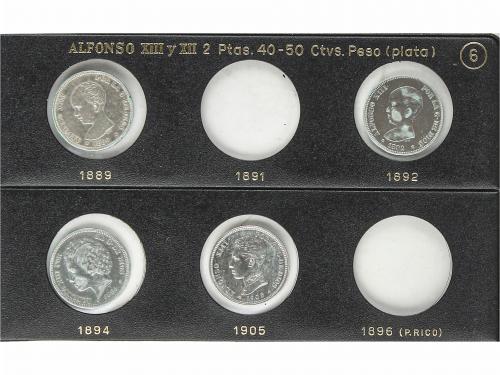 LOTES CENTENARIO. Lote 14 monedas 2 Pesetas. 1869 a 1905. GO