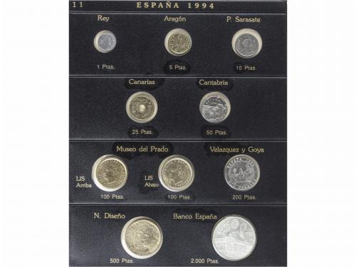 JUAN CARLOS I. Lote 110 monedas. 1993 a 2001. Contiene serie