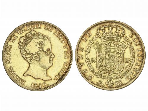 ISABEL II. 80 Reales. 1840. BARCELONA. P.S. 6,70 grs. (Leves