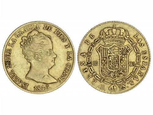 ISABEL II. 80 Reales. 1845. BARCELONA. P.S. 6,72 grs. (Leves