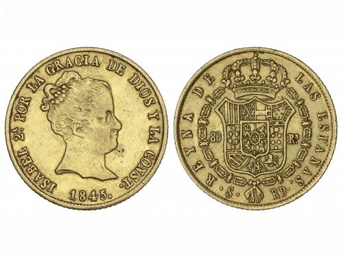 ISABEL II. 80 Reales. 1845. SEVILLA. P.S. 6,72 grs. (Leves g