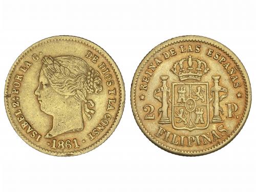 ISABEL II. 2 Pesos. 1861. MANILA. 3, 34 grs. (Leves golpecit