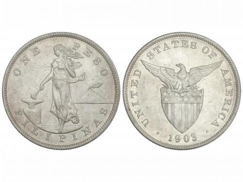 FILIPINAS. 1 Peso. 1903. 26,92 grs. AR. Administración Ameri