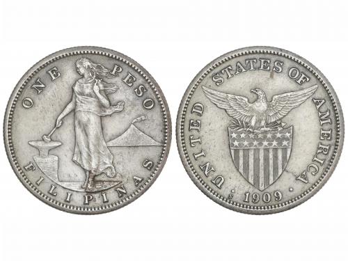 FILIPINAS. 1 Peso. 1909-S/S. SAN FRANCISCO. 19,89 grs. AR. A
