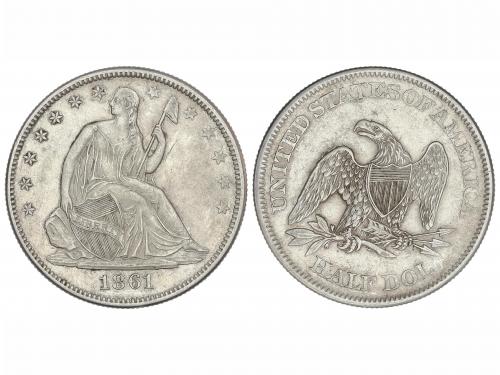 ESTADOS UNIDOS. 1/2 Dollar. 1861. 12,41 grs. AR. Tipo Libert