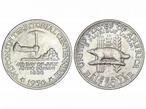 ESTADOS UNIDOS. 1/2 Dollar. 1936. 12,44 grs. AR. Wisconsin T