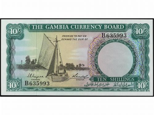 BILLETES EXTRANJEROS. 10 Shillings. (1965-70). GAMBIA. Traba