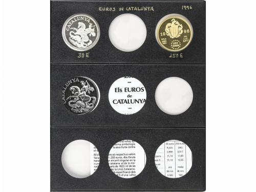 EMISIONES EN ECU. Lote 2 monedas 30 y 250 Ecu. 1996. CATALUN