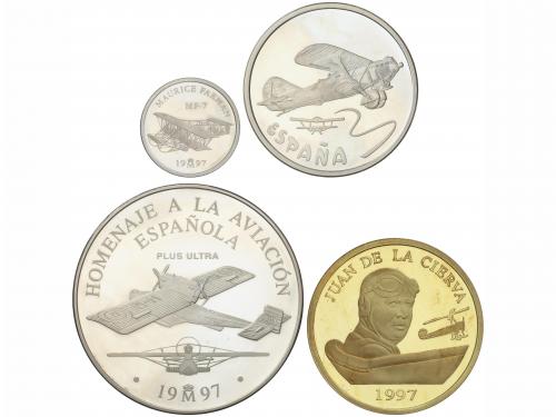JUAN CARLOS I. Serie 4 monedas 1, 5, 25 y 200 Euros. 1997. H