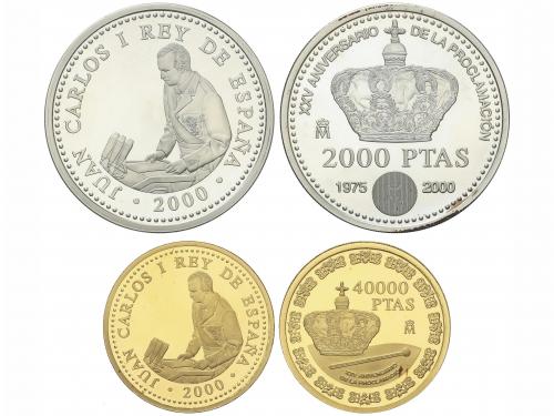 JUAN CARLOS I. Serie 2 monedas 2.000 y 40.000 Pesetas. 2000.