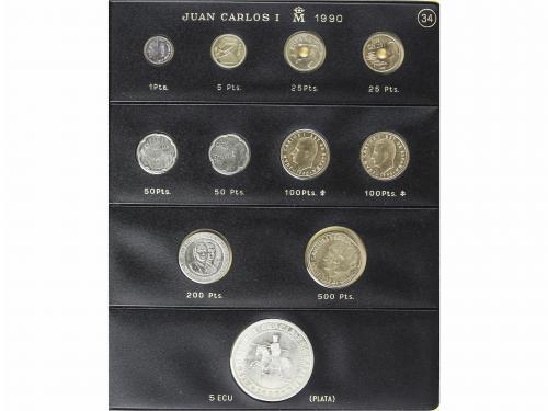 JUAN CARLOS I. Lote 107 monedas 1 a 2.000 Pesetas. 1990 a 19