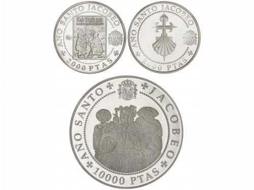 JUAN CARLOS I. Serie 3 monedas 2.000 (2) y 10.000 Pesetas. 1