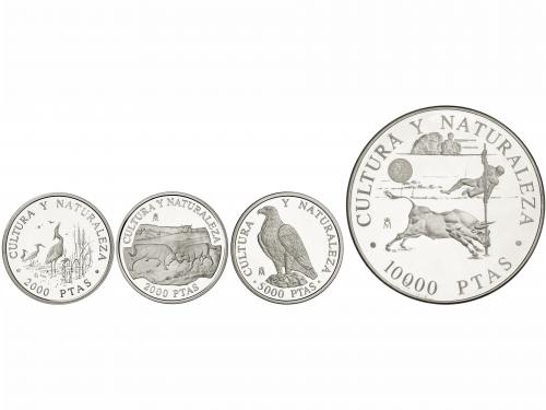 JUAN CARLOS I. Serie 4 monedas 2.000 (2), 5.000 y 10.000 Pes