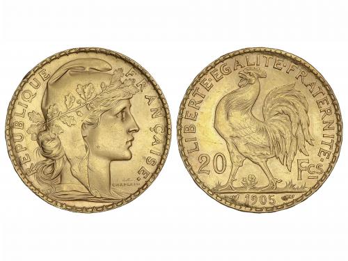 FRANCIA. 20 Francs. 1905. III REPÚBLICA. 6,43 grs. AU. Gallo