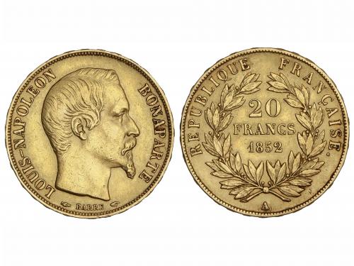 FRANCIA. 20 Francs. 1852-A. LOUIS NAPOLEON BONAPARTE. PARIS.