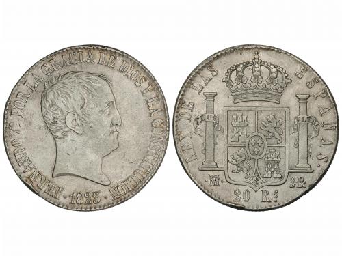 FERNANDO VII. 20 Reales. 1823. MADRID. S.R. 26,87 grs. AR. M
