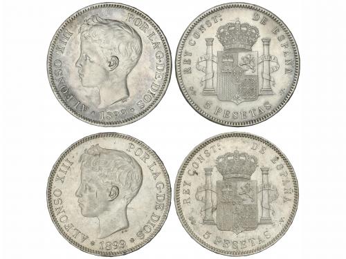 ALFONSO XIII. Lote 2 monedas 5 Pesetas. 1899 (*18-99). S.G.-