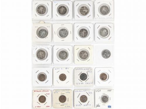 ESTADOS UNIDOS. Lote 123 monedas. Siglo XIX-XX. AR, Cuni, AE
