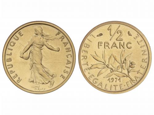 FRANCIA. Piefort 1/2 Franc. 1971. 17,88 grs. AU. Tirada: 100