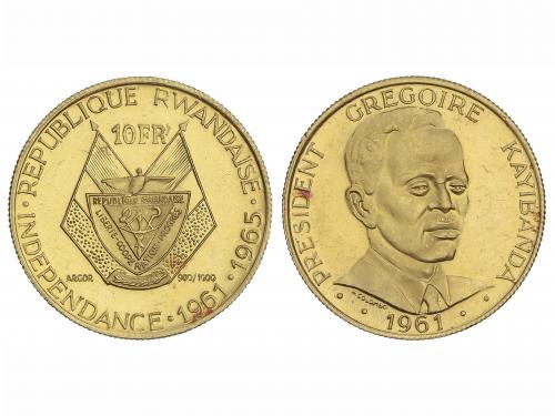 RUANDA. 10 Francs. (1965). 3,76 grs. AU. Presidente Gregoire