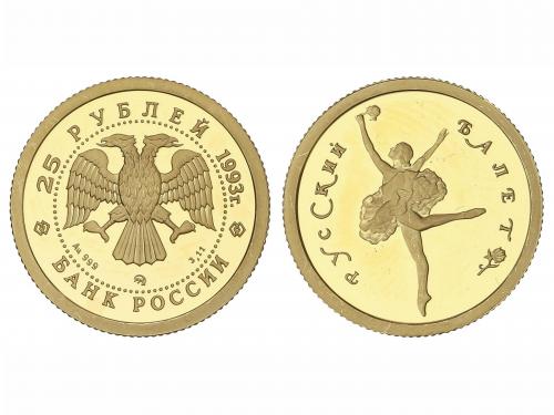 RUSIA. 25 Roubles. 1993. 3,16 grs. AU. Ballet Ruso: Bailarin
